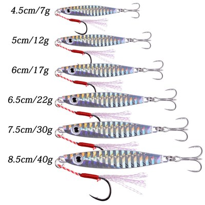 12pcs Fishing Metal Lures Jig 7g 12g 17g 22g 30g 40g Jigs Se