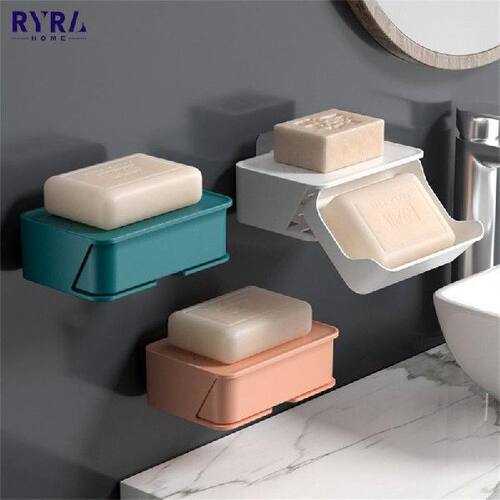 极速Punch-free Wall-mount Soap Box Soap Rack Double-layer