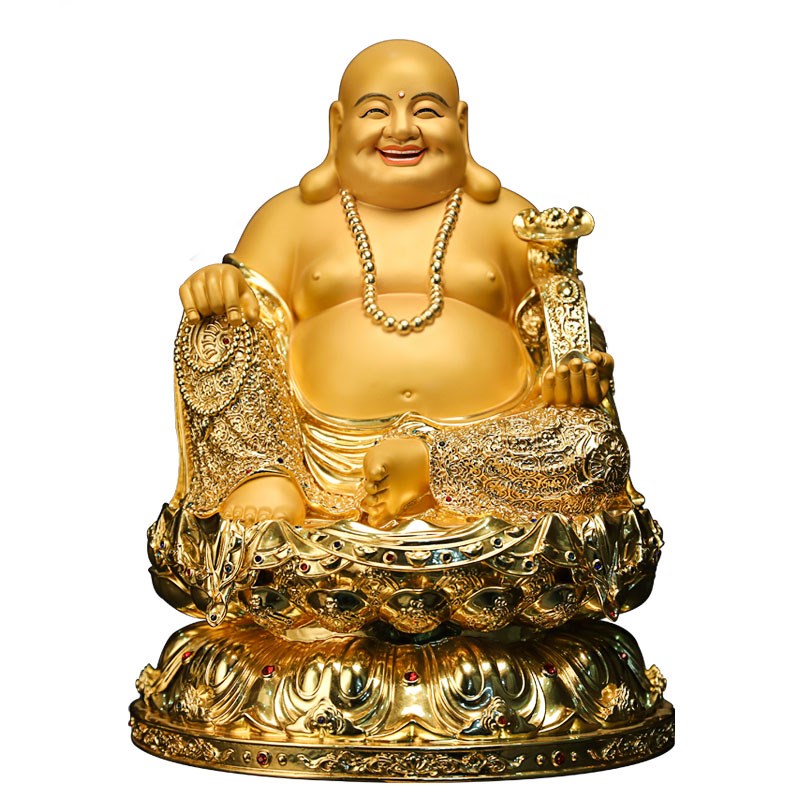 台湾贴金纯铜弥勒佛菩萨佛像大肚笑佛家用供奉弥勒佛神像招财摆件