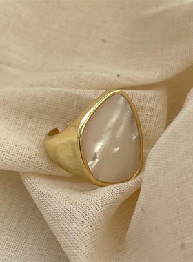 林有有 纯银925小众重工冷淡风贝壳母贝不规则戒指女ins质感戒子