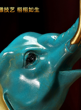 吉祥如意铜大象摆件一对玄关客厅高端大气上档次装饰乔迁开业礼品