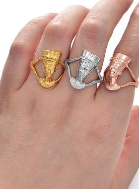 Anniyo Egyptian Queen Nefertiti Ring for Women Girls African
