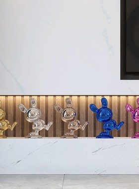 暴力兔子客厅小摆件玄关展示柜酒柜电视柜网红轻奢创意家居装饰品