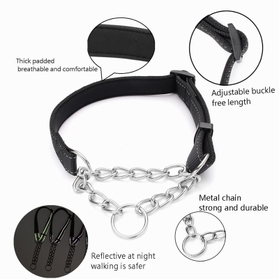 极速Benepaw  Reflective Martingale Dog Collar Stainless Stee
