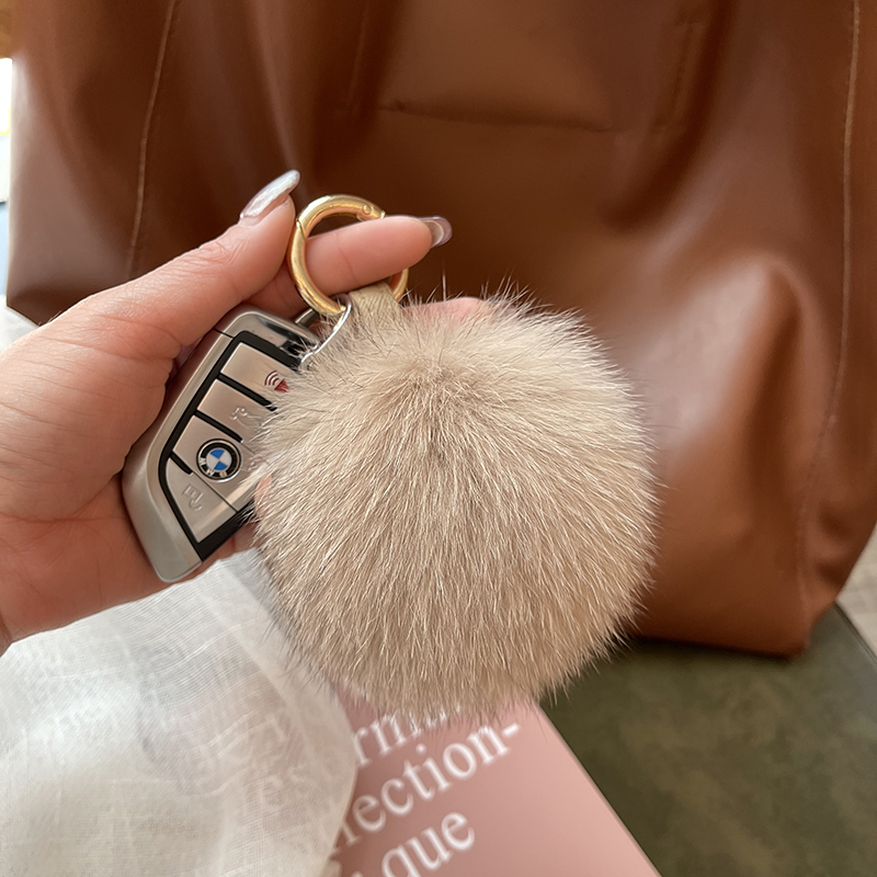 进口狐狸毛球球包挂件韩国可爱高档皮草女士毛绒球汽车钥匙扣挂饰
