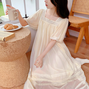 睡裙女生夏季 法式 甜美可爱仙女公主风宫廷睡衣纯欲家居服夏天晨袍