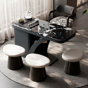 意式极简超晶石茶台轻奢现代高级感茶桌新款高端阳台小茶桌椅组合