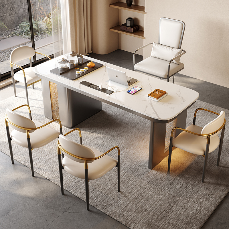 轻奢岩板茶桌茶台组合