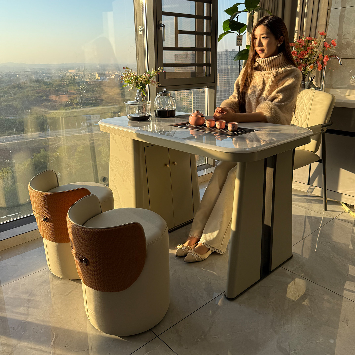 新款高端阳台超晶石茶桌椅组合一体现代简约高级感家用客厅泡茶台,住宅家具,家用茶台/茶桌,淘宝优惠券,粉丝福利购,淘宝优惠卷