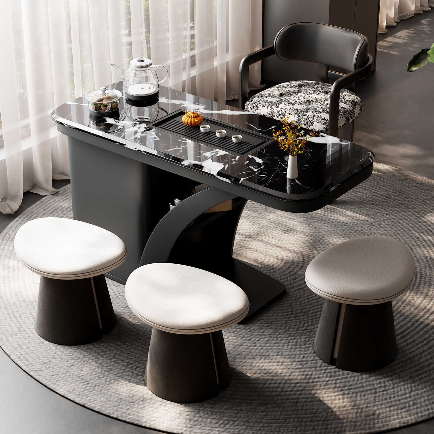 意式极简超晶石茶台轻奢现代高级感茶桌新款高端阳台小茶桌椅组合,住宅家具,家用茶台/茶桌,淘宝优惠券,粉丝福利购,淘宝优惠卷