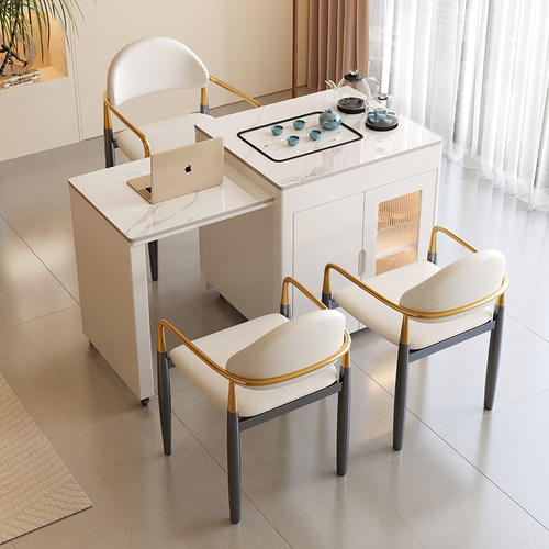 轻奢岩板茶台移动伸缩小茶车阳台茶桌现代家用多功能休闲泡茶桌