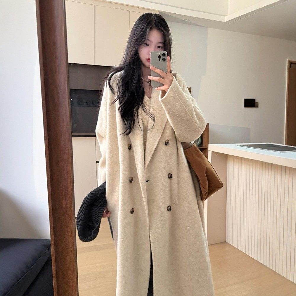 毛呢外套女小个子2024新款冬季韩系加厚高级感气质中长款呢子大衣,女装/女士精品,毛呢外套,淘宝优惠券,粉丝福利购,淘宝优惠卷
