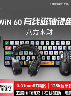 狼蛛WIN60 HE磁轴键盘布丁键帽高颜值RT电竞游戏客制化有线8K回报