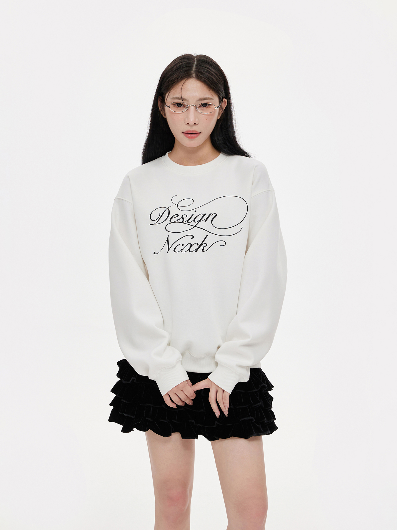 NCXK-设计感字母刺绣圆领卫衣秋季宽松百搭休闲长袖上衣WY255