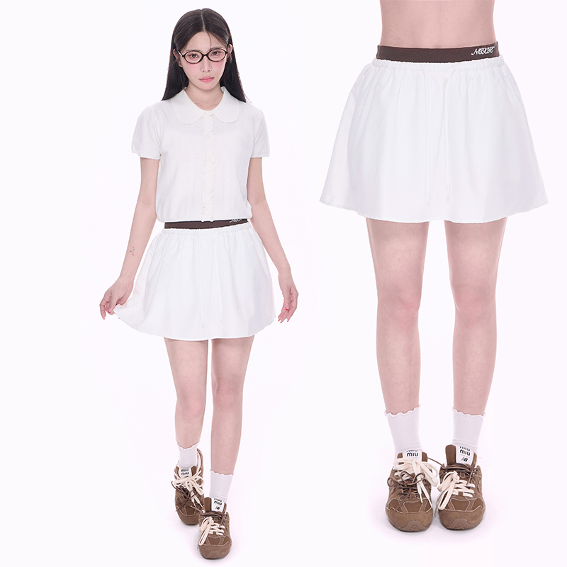 NCXK-谬感少女绒面哑光短裙撞色腰头设计百搭防走光裤裙QZ238