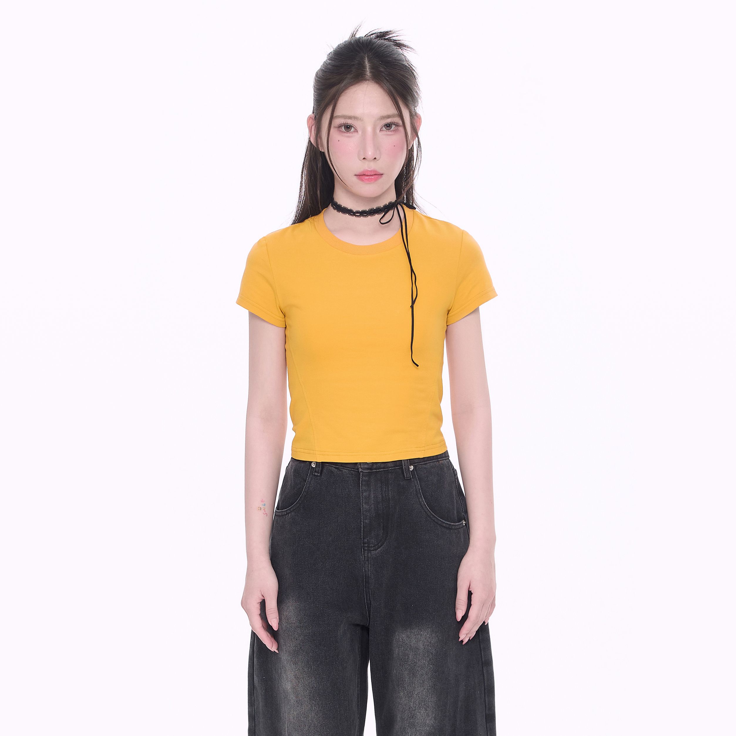 NCXK-净版百搭基础款短袖T恤修身短款正肩显瘦夏季上衣DX25080