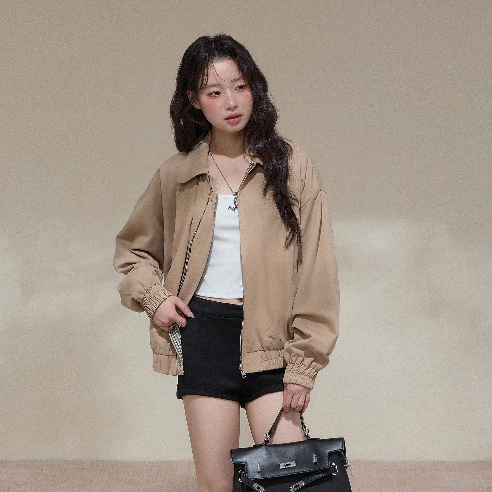 NCXK-复古休闲双面穿格子外套宽松百搭工装翻领夹克秋季WT25152