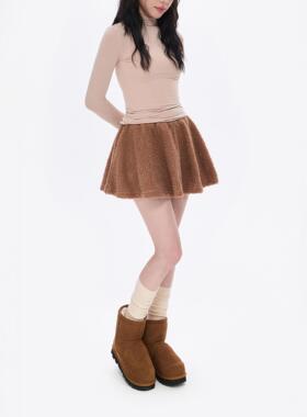 NCXK-冬季百搭毛绒蓬蓬裙短裙保暖休闲甜美可爱防走光裤裙QZ320