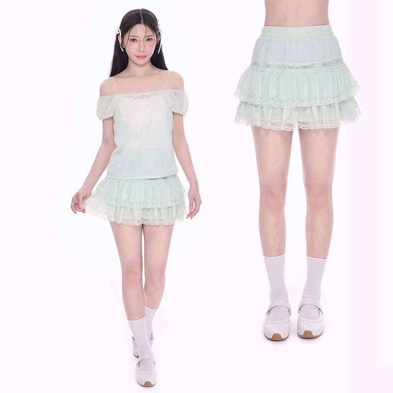 NCXK-蕾丝半身裙蛋糕裙甜美少女A字显瘦防走光裤裙夏季QZ25056