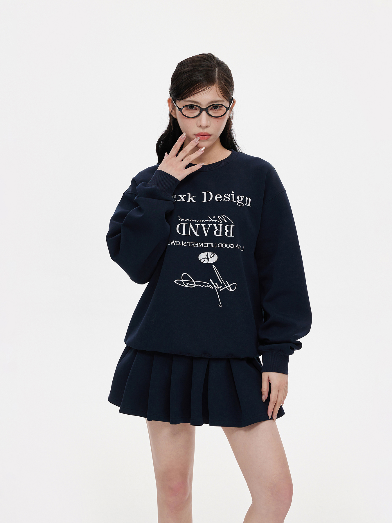 NCXK-美式标语设计感字母刺绣圆领卫衣休闲宽松百搭秋季WY256