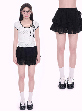 NCXK设计感蕾丝蛋糕裙A字短裙夏季防走光裤裙QZ25052