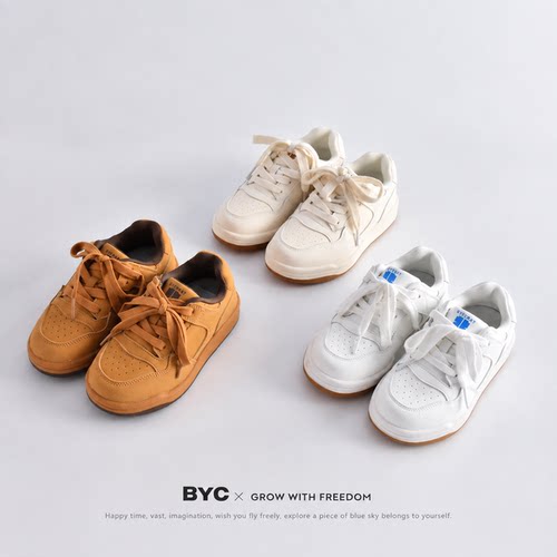 BYCLASSMATE儿童休闲风德训鞋系带低帮板鞋软底透气休闲鞋YC5131