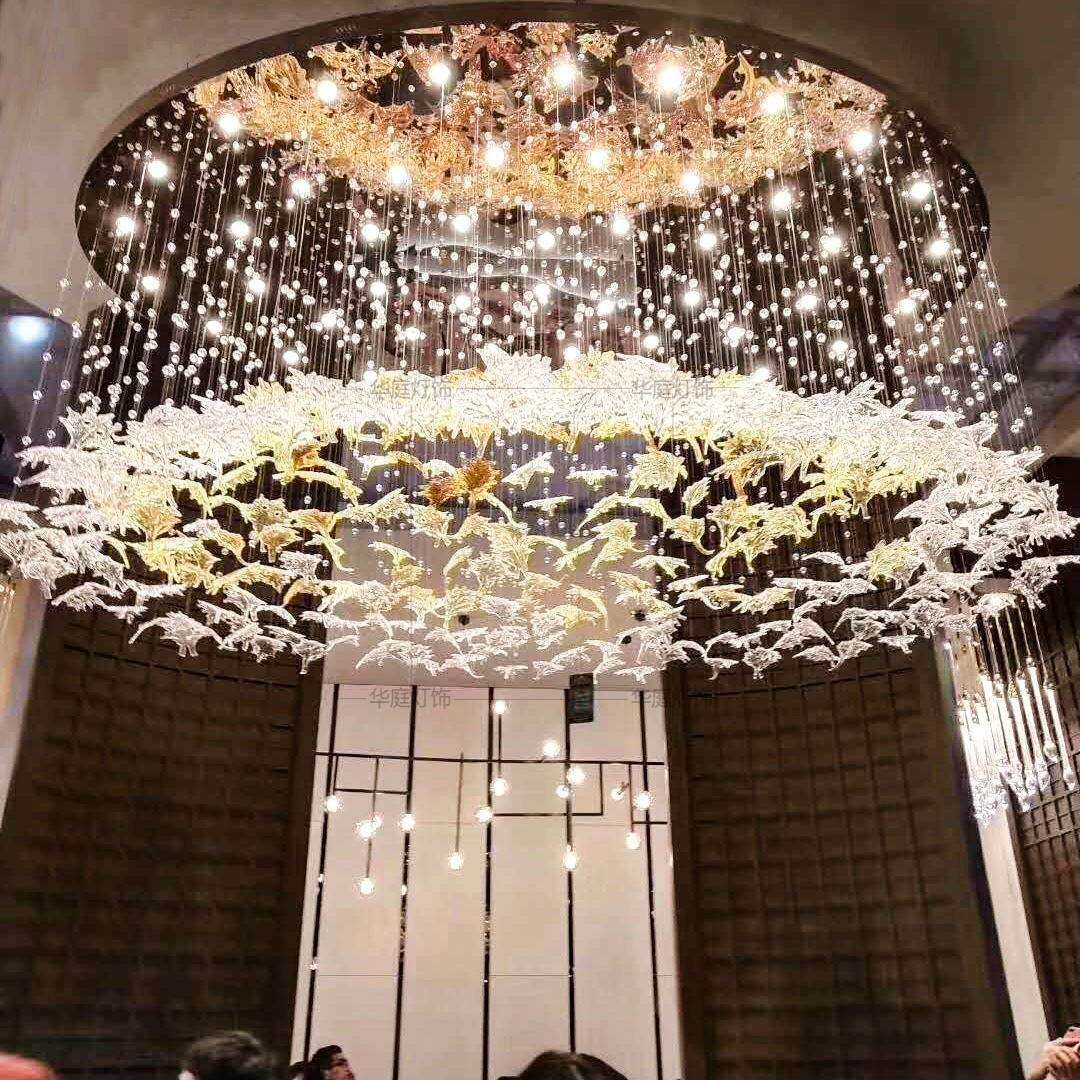 创意枫叶玻璃艺术装饰吊灯酒店大堂吊灯售楼部沙盘灯