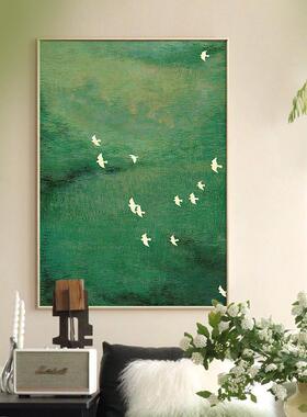 2024新款法式复古中古风绿色落地画客厅装饰画高级感挂画卧室壁画