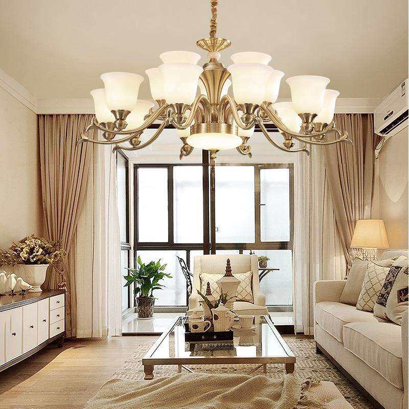 美式吊灯简欧客厅灯奢华大气全铜餐厅卧室灯具现代简约全铜灯轻奢