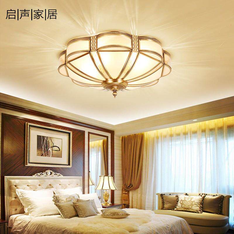 全铜美式复古大气卧室吸顶灯经典欧式焊锡餐厅阳台半吸灯灯饰