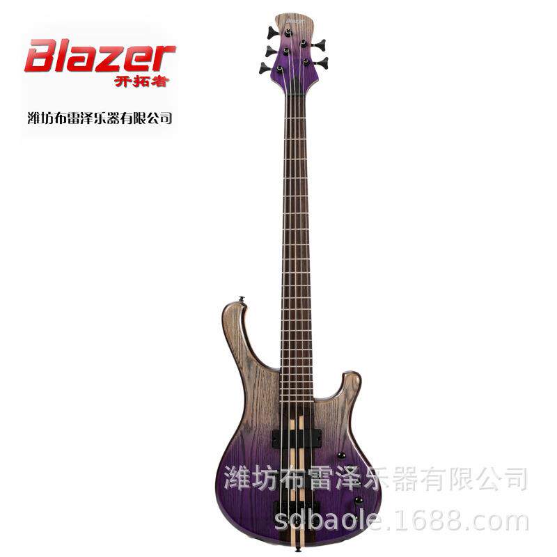 厂家直销五弦通体电贝司主动拾音器鸡翅枫木多层夹芯贝斯BASS