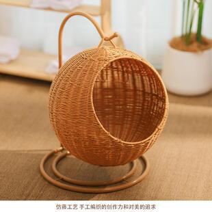 仿藤编宠物吊篮吊床四季通用猫窝狗窝小型宠物睡觉篮猫咪别墅