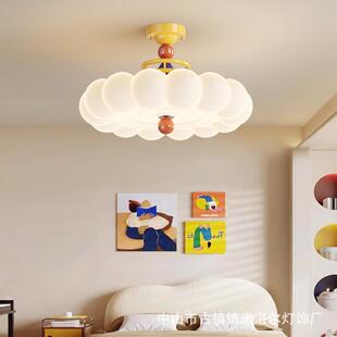 奶油风卧室吸顶灯全光谱护眼现代简约温馨浪漫儿童房灯主卧吸顶灯