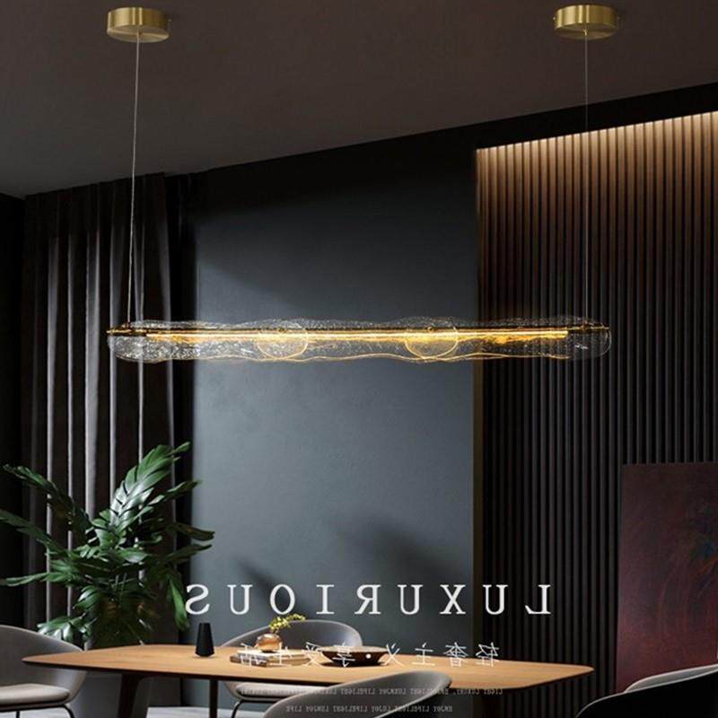 艺术灯轻奢极简一字长条水晶玻璃餐厅吊灯长型简约现代吧台客厅岛
