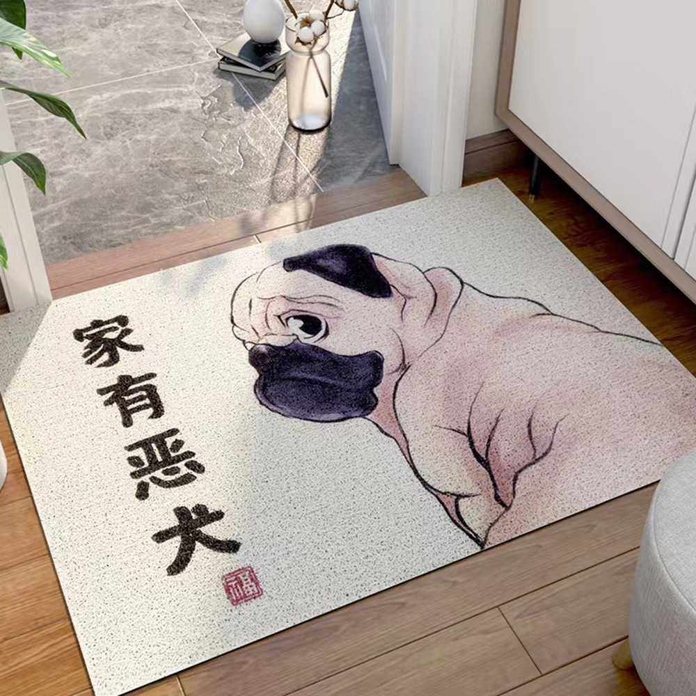 卡通入户地垫丝圈铲屎官家有恶犬pvc丝圈地垫玄关垫防滑水洗地毯,居家布艺,入户地垫,淘宝优惠券,粉丝福利购,淘宝优惠卷