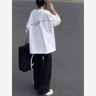 纯棉体恤上衣服 白色短袖 t恤女夏季 2025新款 潮牌oversize宽松半袖