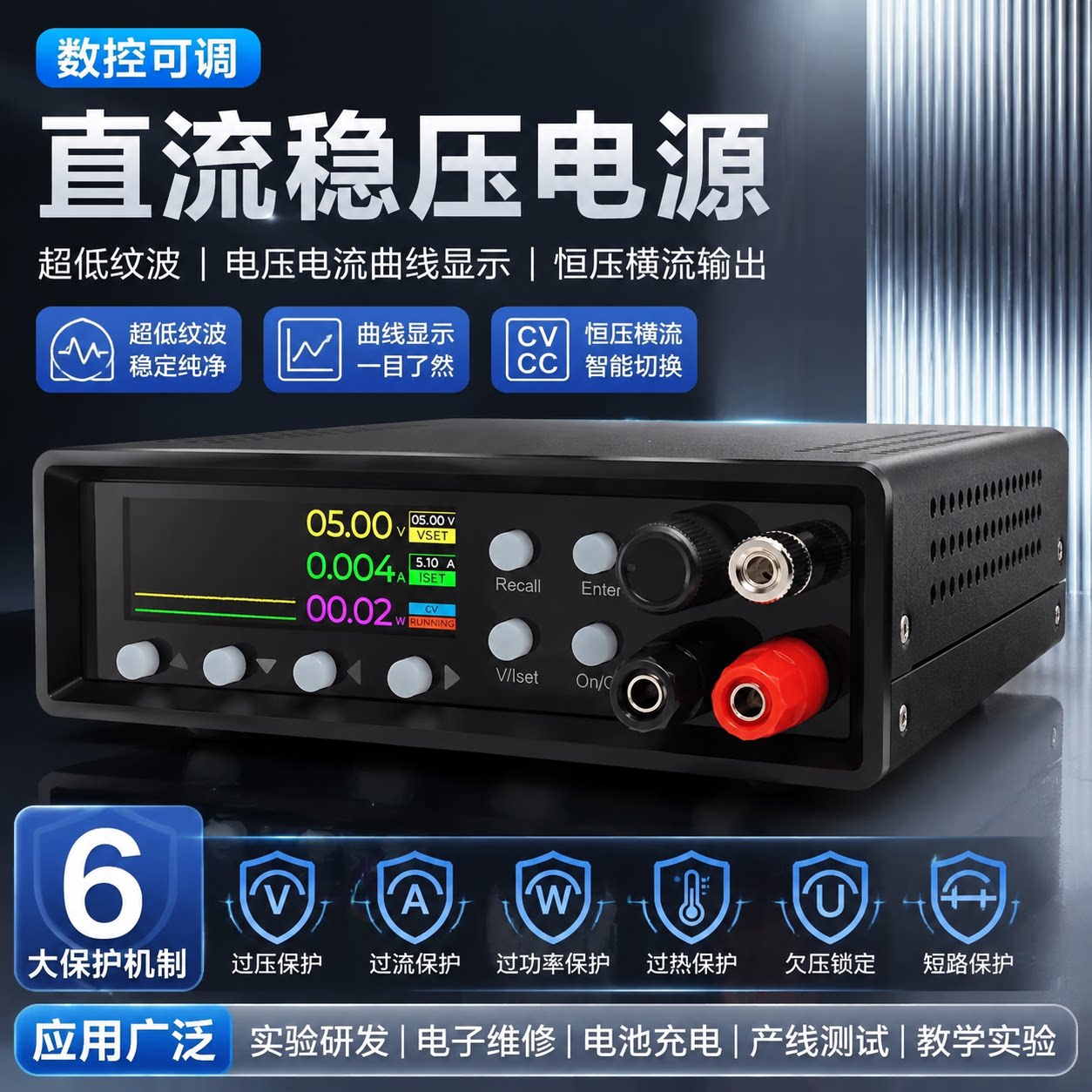 健诚锐科SAP1535可调直流稳压电源便携式电源波形曲线大功率