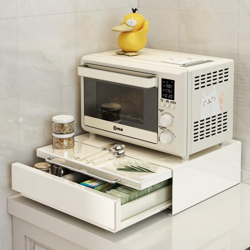 厨房微波炉架抽拉置物架烤箱收纳架子台面电饭锅支架工厂韩国