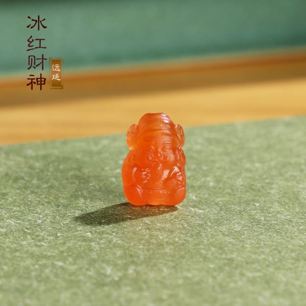 远廷 保山南红小财神配珠背云单颗 河湾冰红苏工精雕手串配饰散珠