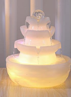 八方来财倒流水摆件时来运转球长循环水小喷泉桌面流水生财风水∑