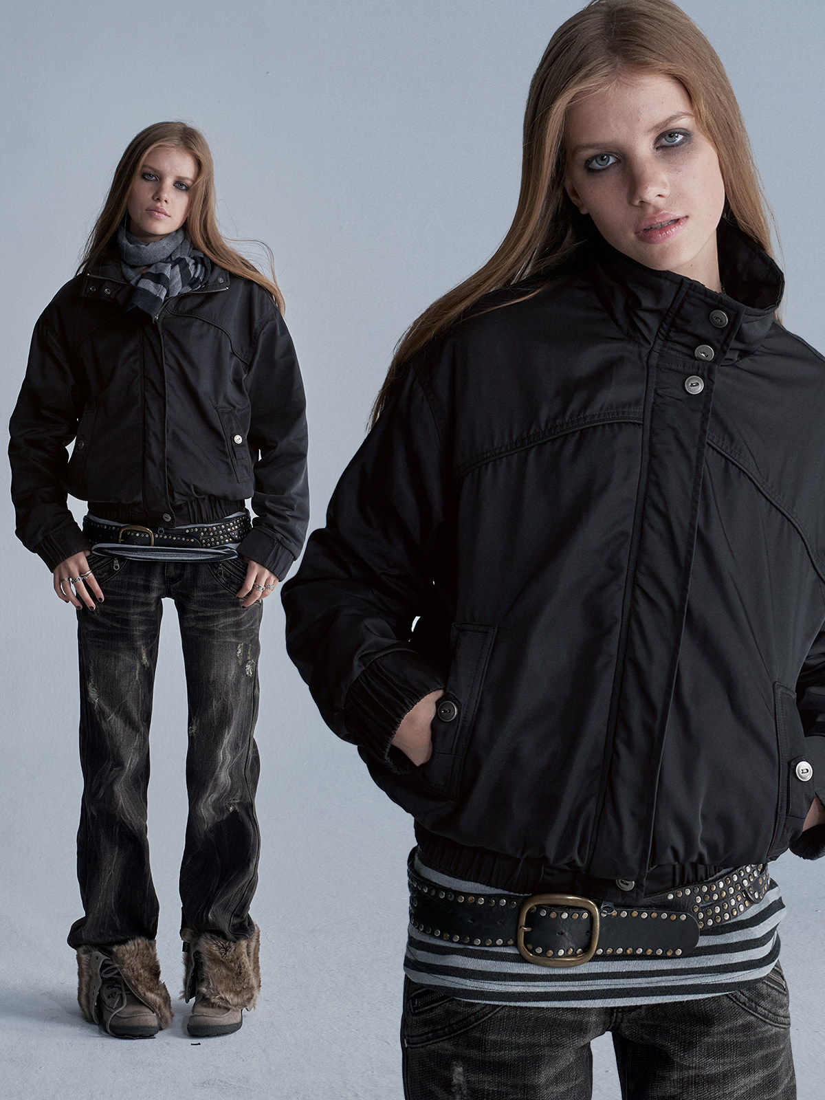thumbnail for Wear and tear stand collar, split pockets, elastic hem, nylon short jacket, lining with fleece lining and fleece