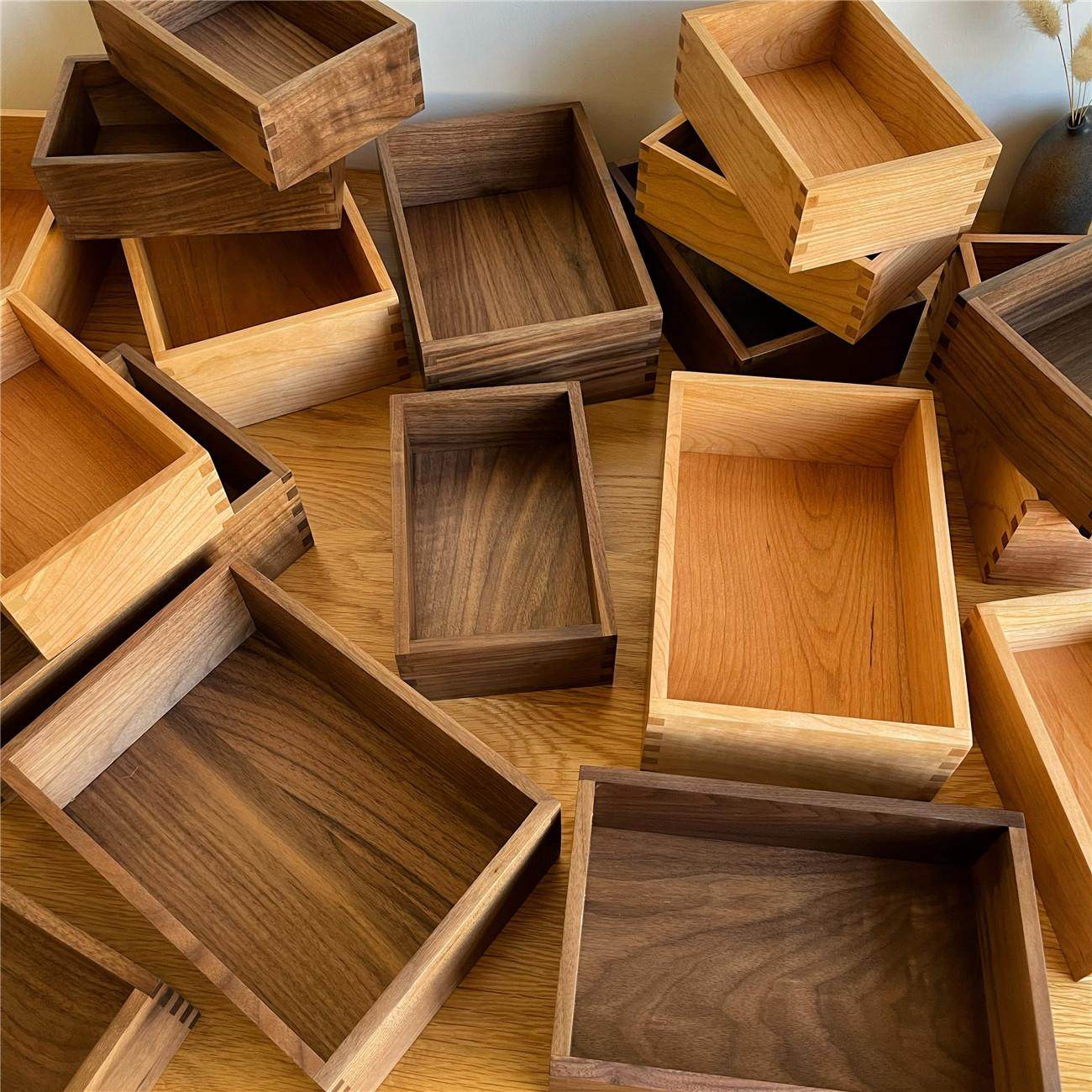 【小木盒】精工收纳盒北美黑胡桃实木化妆品盒樱桃木盒桌面储物盒,收纳整理,纸巾盒,淘宝优惠券,粉丝福利购,淘宝优惠卷