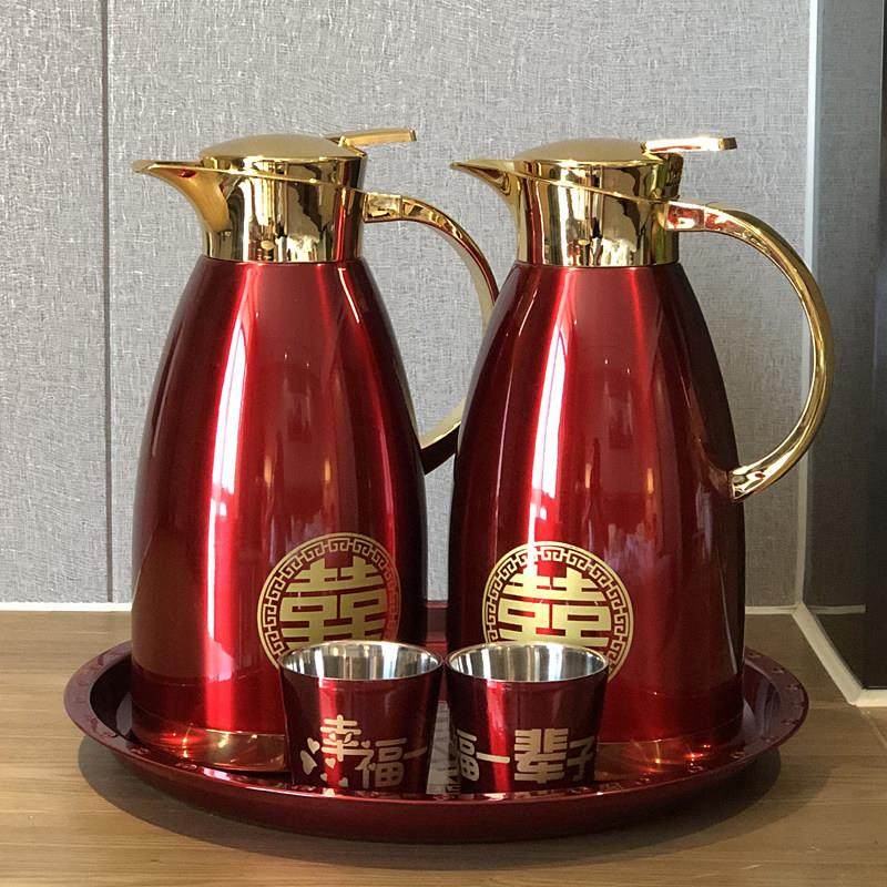 暖壶结婚陪嫁一对婚庆保温壶高档红色热水壶热水瓶304不锈钢家用,餐饮具,保温壶,淘宝优惠券,粉丝福利购,淘宝优惠卷