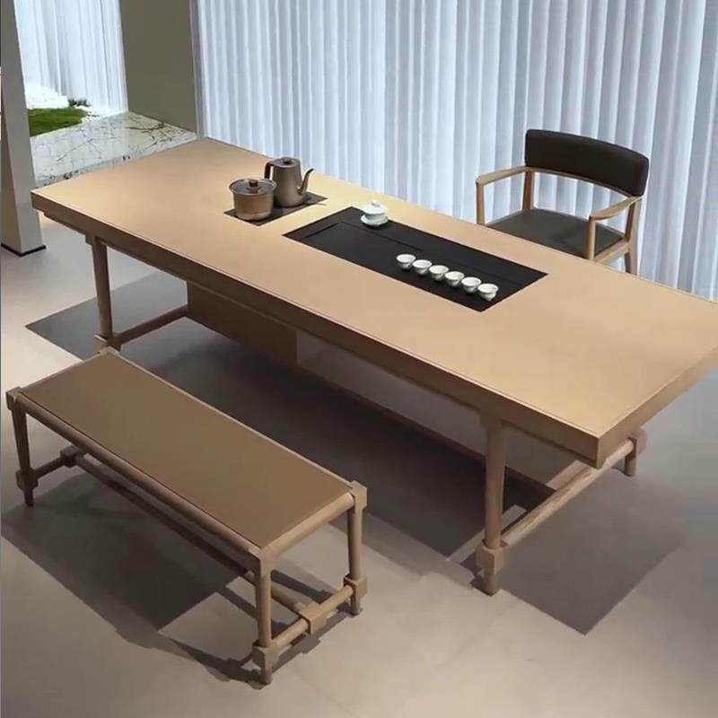 新中式实木茶桌2025新款高端白蜡木原木风茶台办公室功夫泡茶桌