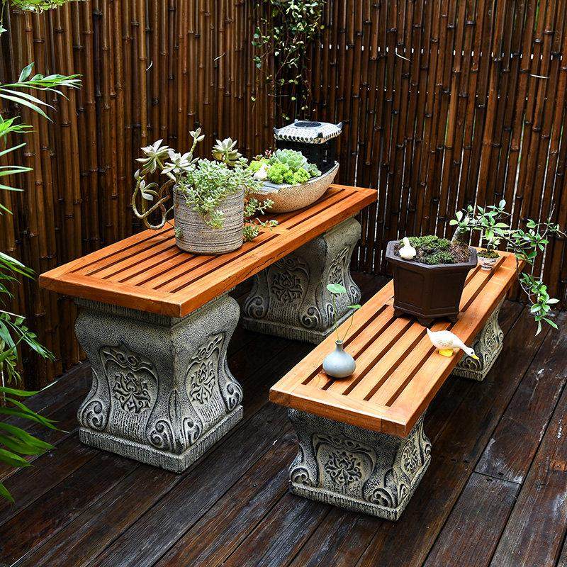 户外室外创意覆古庭院花园中式盆景架艺术彷石墩长条凳实木花架,住宅家具,花架/花几,淘宝优惠券,粉丝福利购,淘宝优惠卷