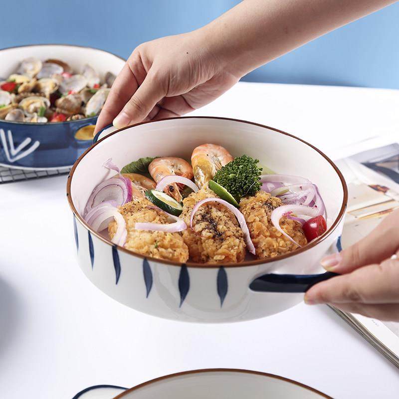 欧式家用陶瓷芝士焗饭盘创意菜盘子双耳圆烤盘千层面烘焙烤箱深盘,餐饮具,盘,淘宝优惠券,粉丝福利购,淘宝优惠卷