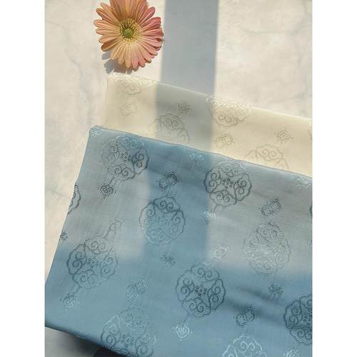 民族风格人造丝提花八宝如意图案光面面料新中国风旗袍浣熊上衣汉