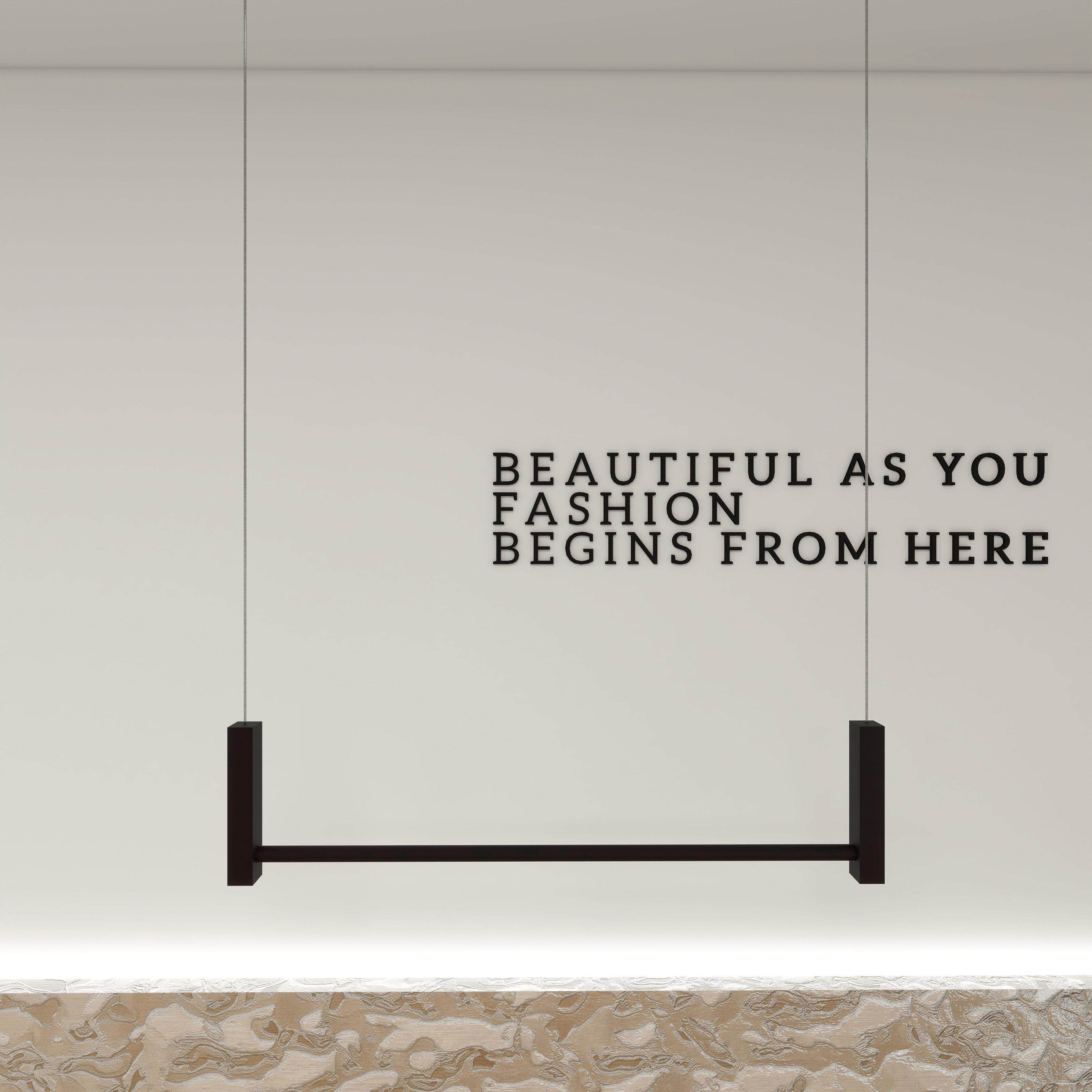 服装店吊架婚纱架女装店吊杆黑色钢丝绳高低调节挂衣架子悬吊式天