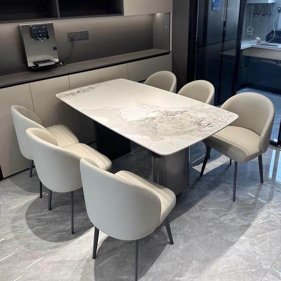 北欧意式轻奢岩板现代长方形家用轻奢餐桌小户型饭桌椅子组合,住宅家具,岩板餐桌,淘宝优惠券,粉丝福利购,淘宝优惠卷