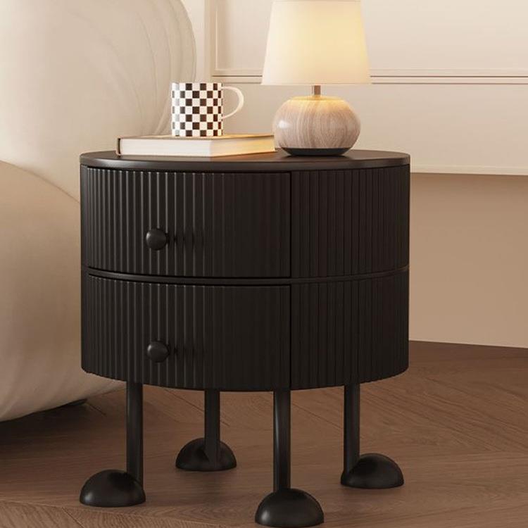 法式床头柜高级家用储物柜带抽屉简约主卧边几创意客厅圆形床边柜